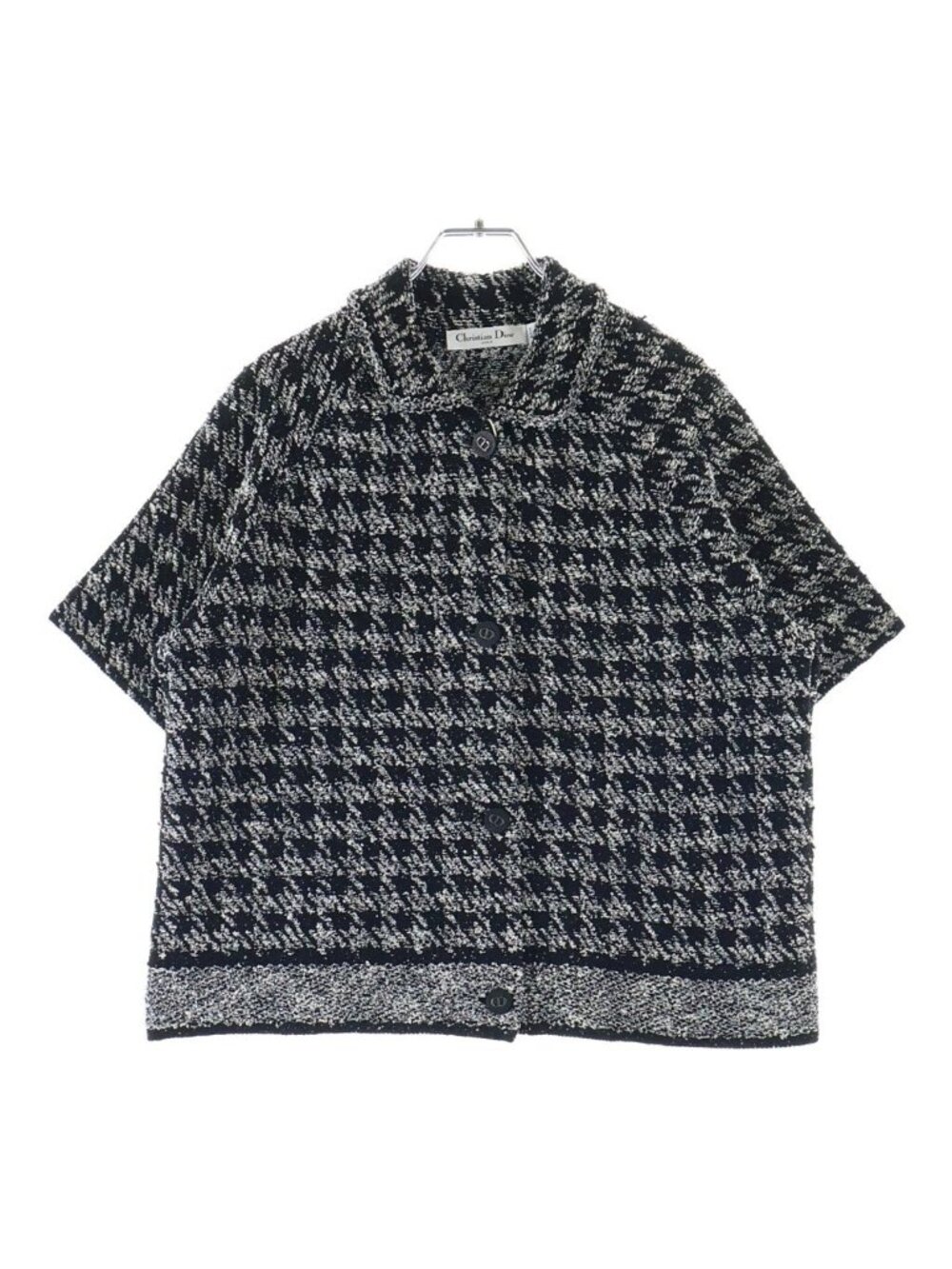 Dior Macro Cannage Tweed Short Sleeve Top Shirt Black